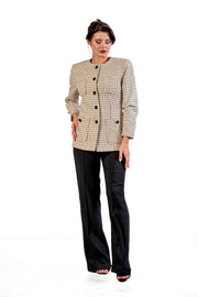 Lara Jacket — Ivory Check Cotton Tweed