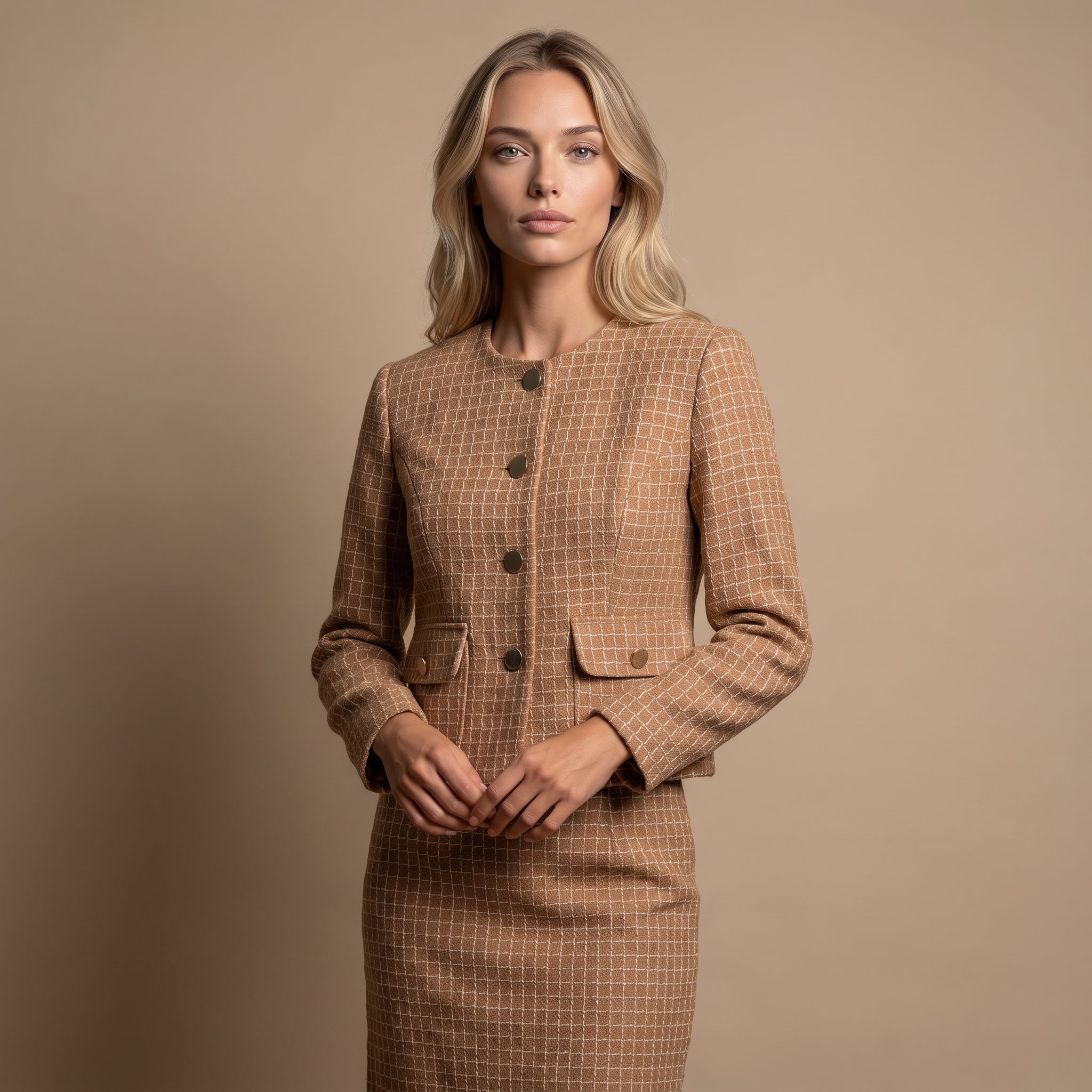 Tailored set, jacket and skirt.