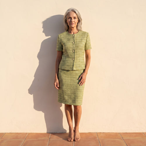 tailored garment set from natural fibers. 
