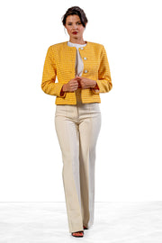 Dara Jacket — Yellow Check Cotton Tweed