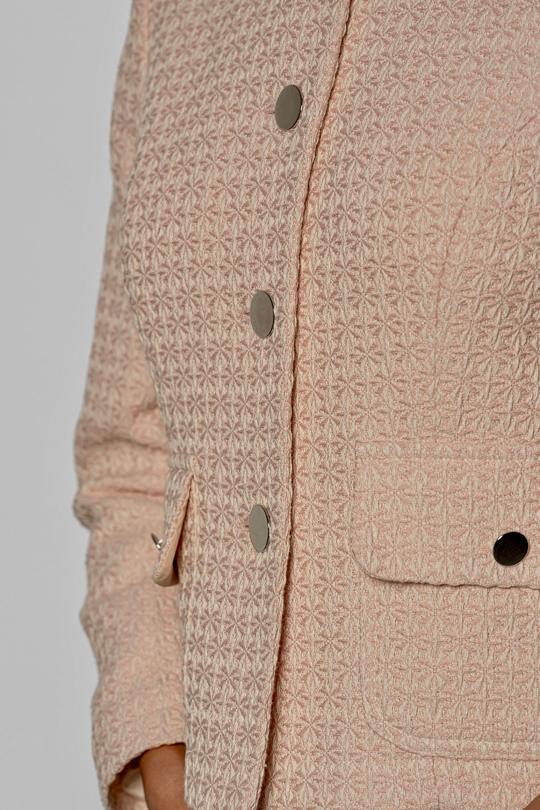 Mila jacket and skirt set in blush cotton tweed by Sofia Lara — fabric detail